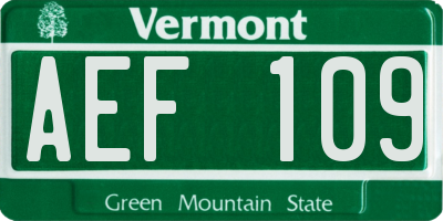 VT license plate AEF109