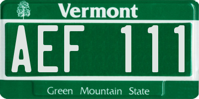 VT license plate AEF111