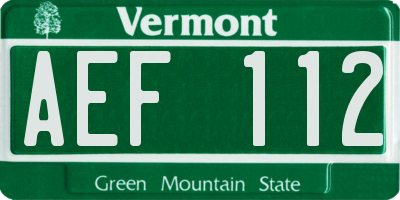 VT license plate AEF112
