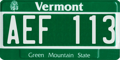 VT license plate AEF113