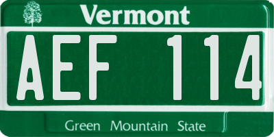 VT license plate AEF114