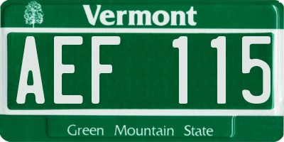 VT license plate AEF115