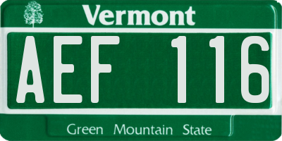 VT license plate AEF116