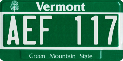 VT license plate AEF117