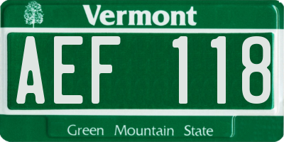 VT license plate AEF118