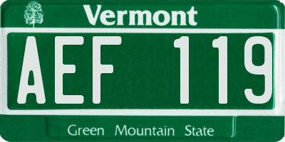 VT license plate AEF119