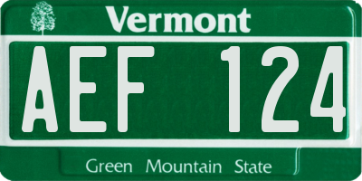 VT license plate AEF124