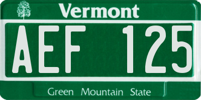 VT license plate AEF125