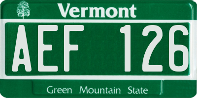 VT license plate AEF126