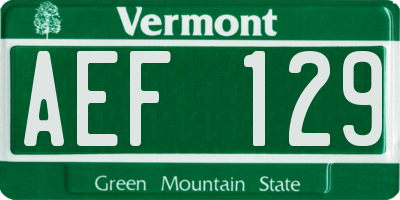 VT license plate AEF129