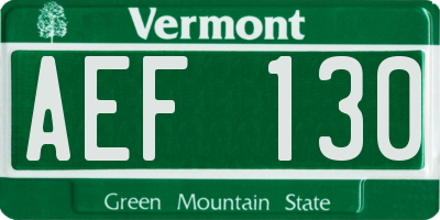 VT license plate AEF130