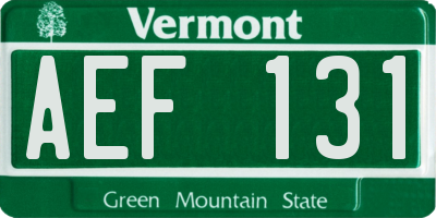 VT license plate AEF131