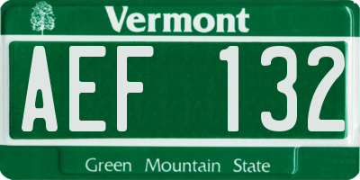 VT license plate AEF132