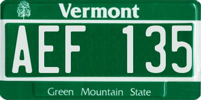 VT license plate AEF135