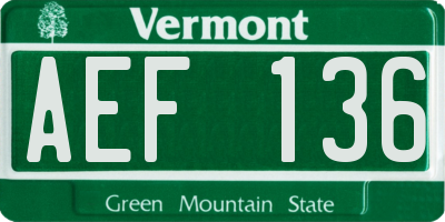 VT license plate AEF136
