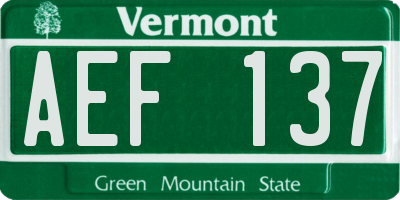VT license plate AEF137
