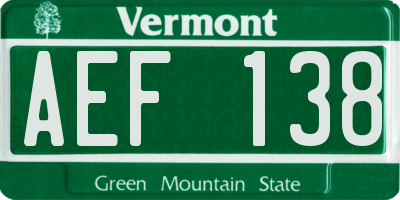 VT license plate AEF138