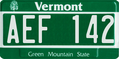 VT license plate AEF142