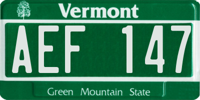 VT license plate AEF147