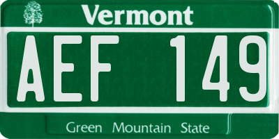 VT license plate AEF149
