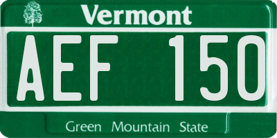 VT license plate AEF150