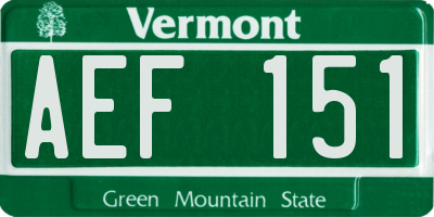 VT license plate AEF151