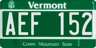 VT license plate AEF152