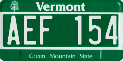 VT license plate AEF154