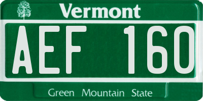 VT license plate AEF160