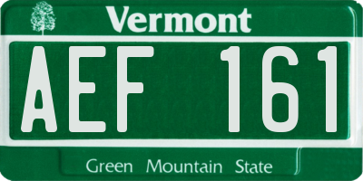 VT license plate AEF161
