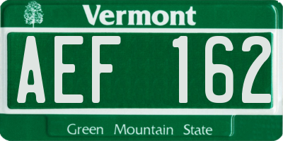 VT license plate AEF162