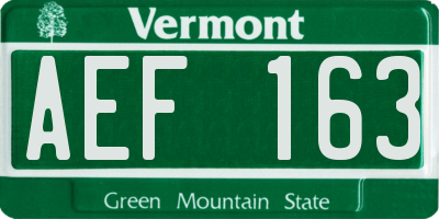 VT license plate AEF163