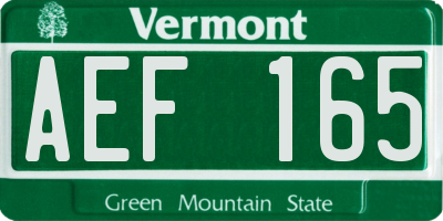 VT license plate AEF165