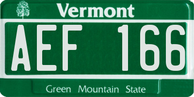 VT license plate AEF166
