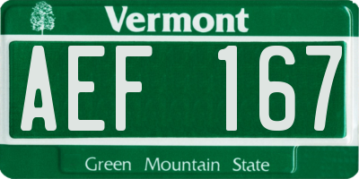 VT license plate AEF167
