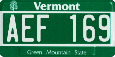 VT license plate AEF169