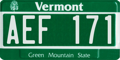 VT license plate AEF171