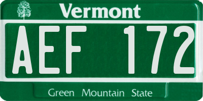VT license plate AEF172