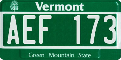 VT license plate AEF173