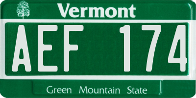 VT license plate AEF174