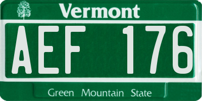 VT license plate AEF176