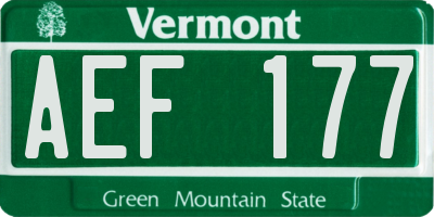 VT license plate AEF177
