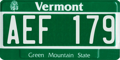 VT license plate AEF179