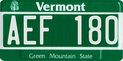 VT license plate AEF180