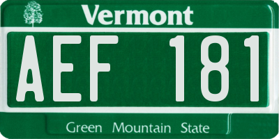 VT license plate AEF181