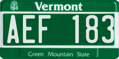 VT license plate AEF183