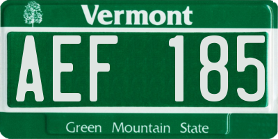 VT license plate AEF185