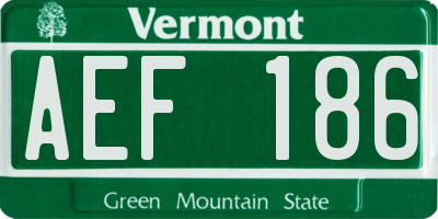 VT license plate AEF186