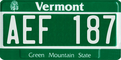 VT license plate AEF187