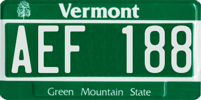 VT license plate AEF188